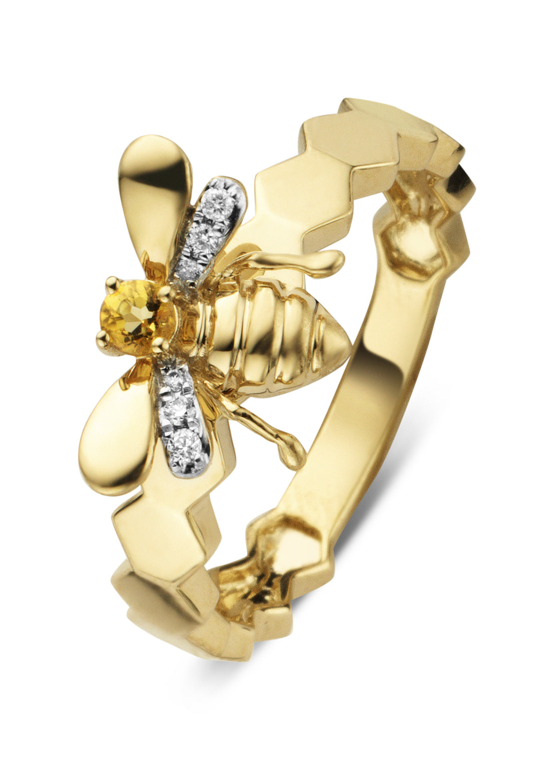 Golden Ring, 0.06 CT Citrien, Queen Bee