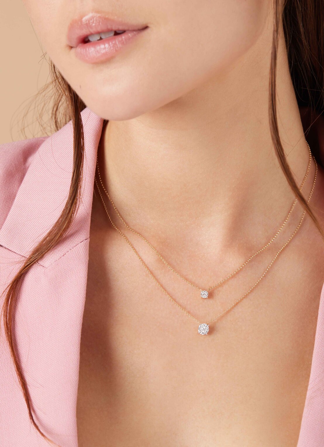 Golden necklace, 0.09 ct diamond, Enchanted