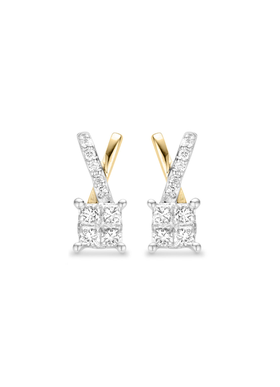 Gold earrings, 0.54 ct diamond, Fourever