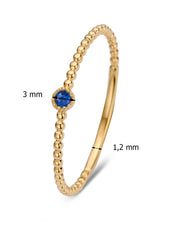 Yellow gold ring, 0.05 ct blue sapphire, joy