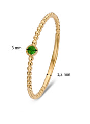 Yellow gold ring, 0.04 ct smaragd, joy