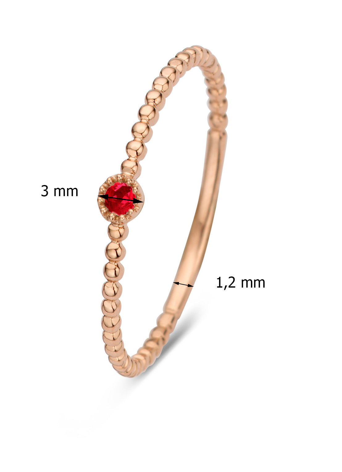 Roségouden ring, 0.05 ct robijn, Joy