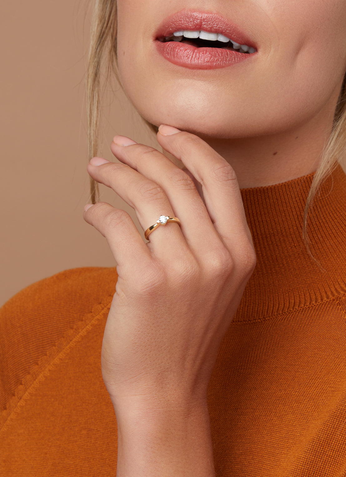 Geelgouden ring, 0.26 ct diamant, Hearts & Arrows