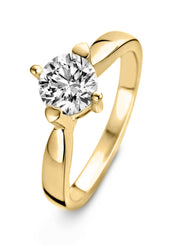 Yellow gold ring, 0.40 CT Diamant, Hearts & Arrows