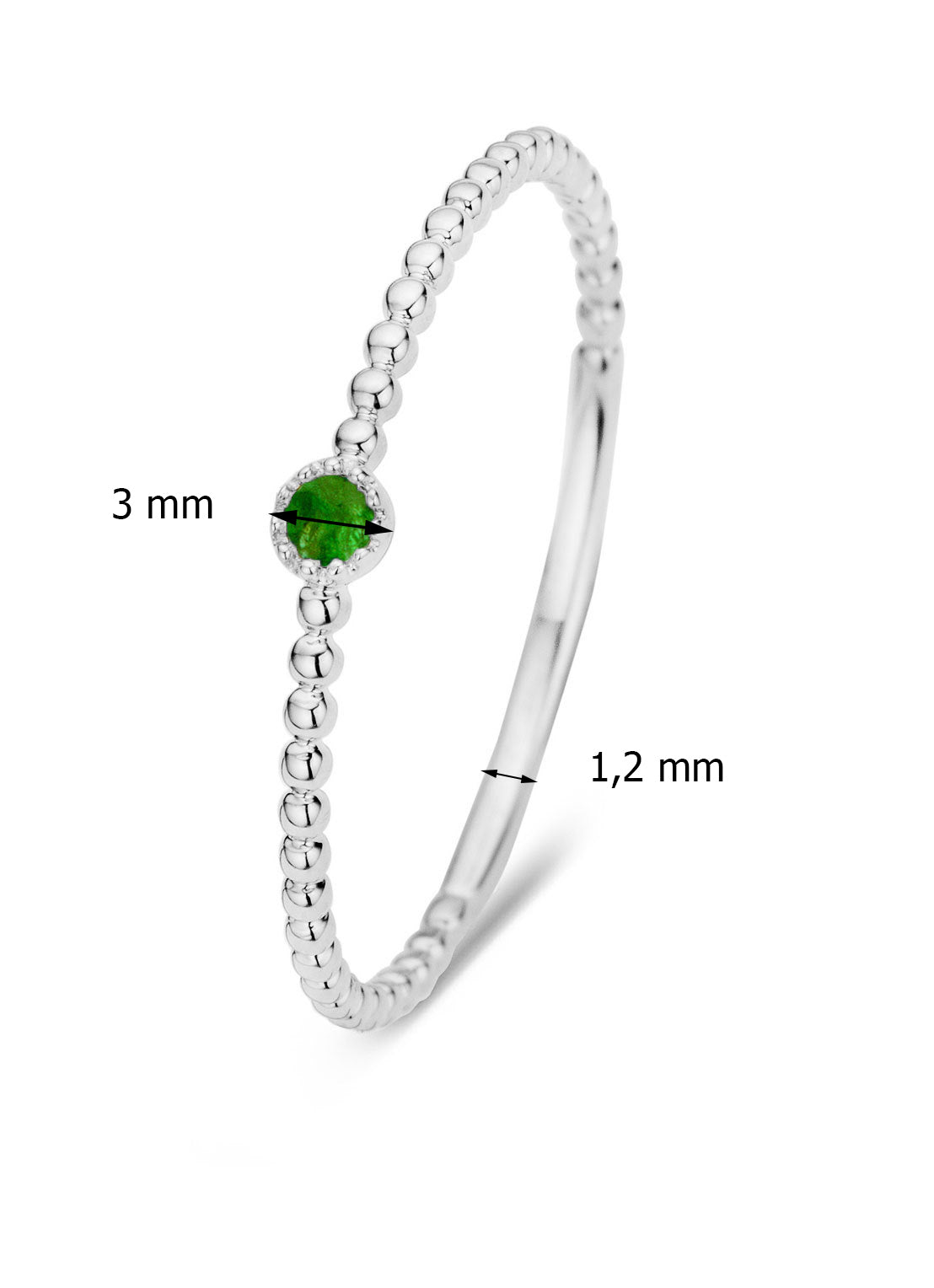 Witgouden ring, 0.04 ct smaragd, Joy