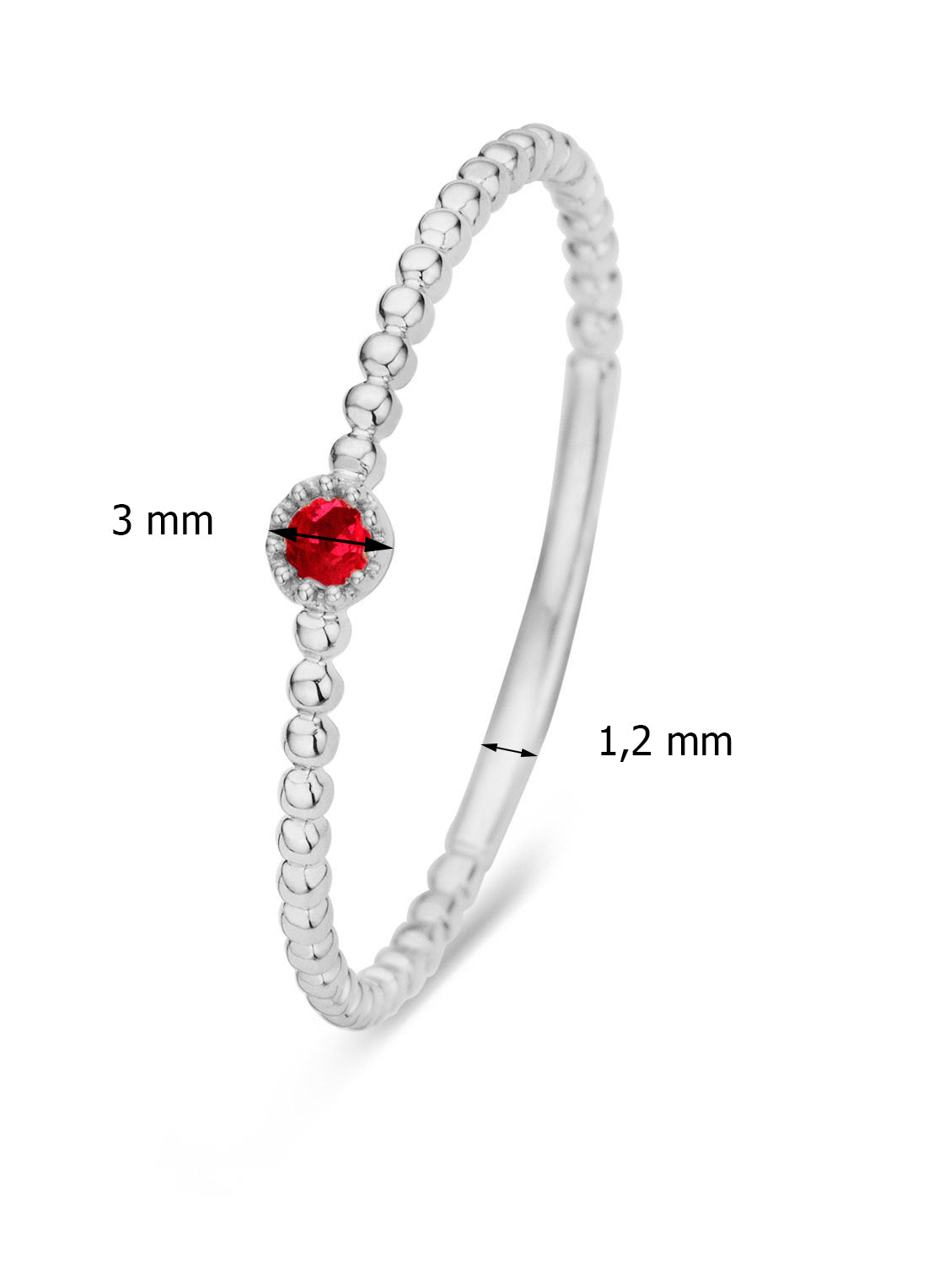 Witgouden ring, 0.05 ct robijn, Joy