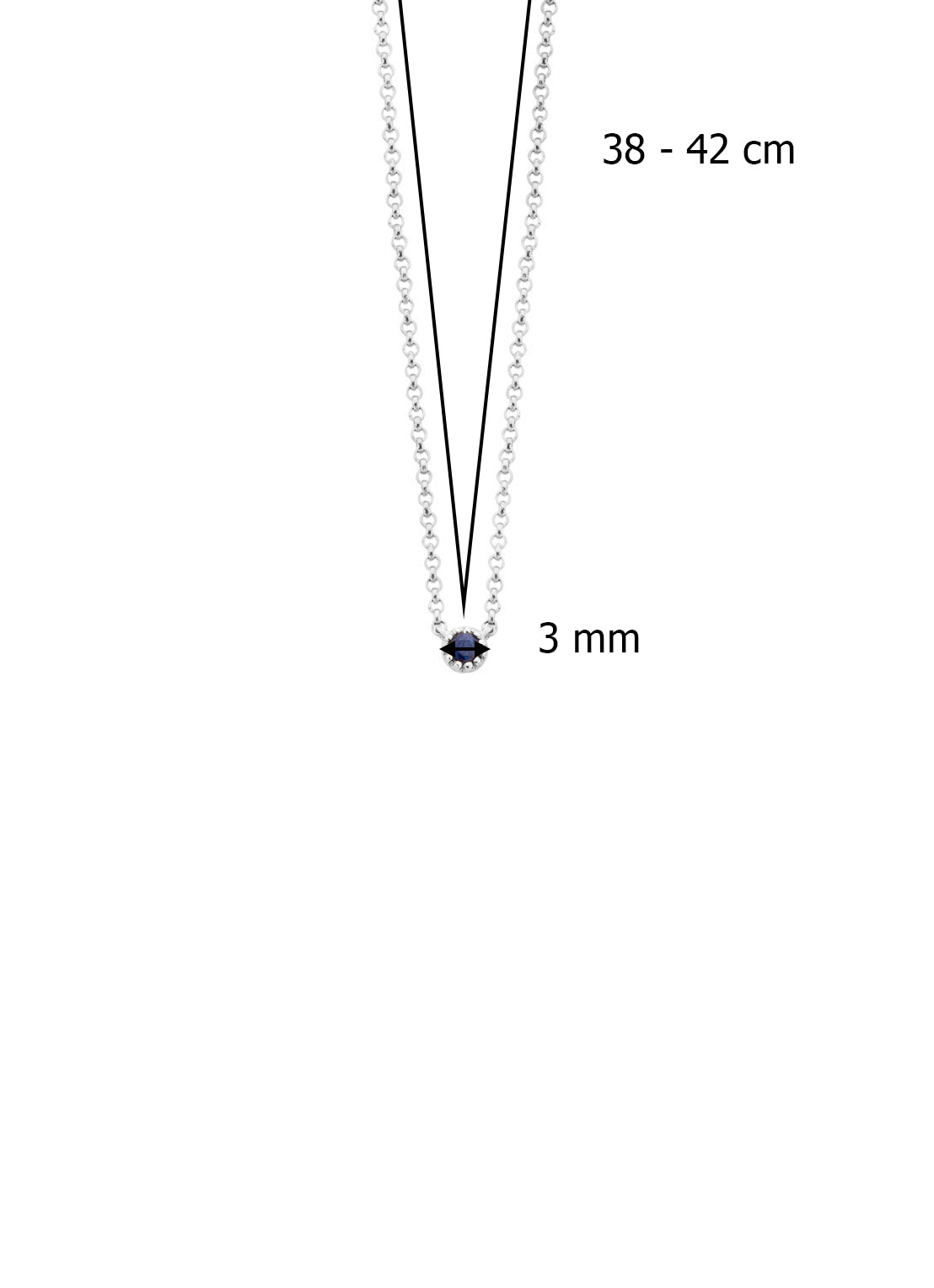 White Gouden Collier, 0.05 CT Blue Saffier, Joy