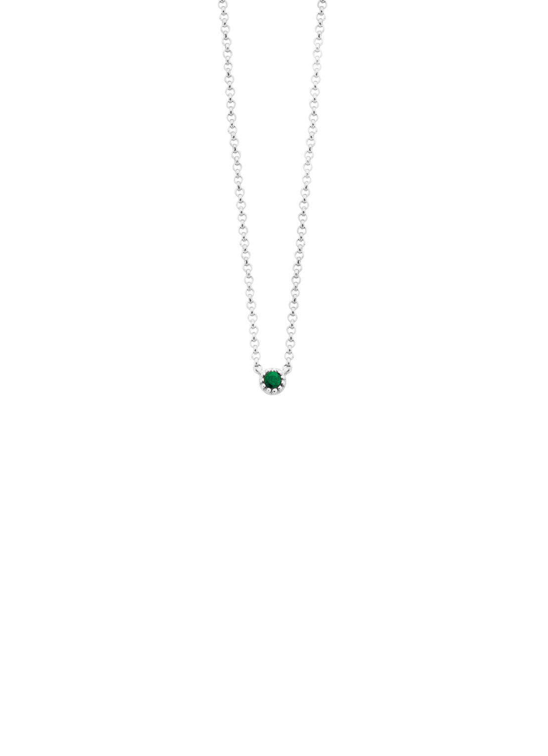 Witgouden Collier, 0.04 CT Smaragd, Joy