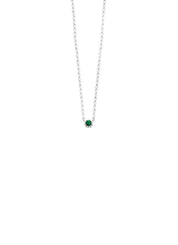 Witgouden collier, 0.04 ct smaragd, Joy