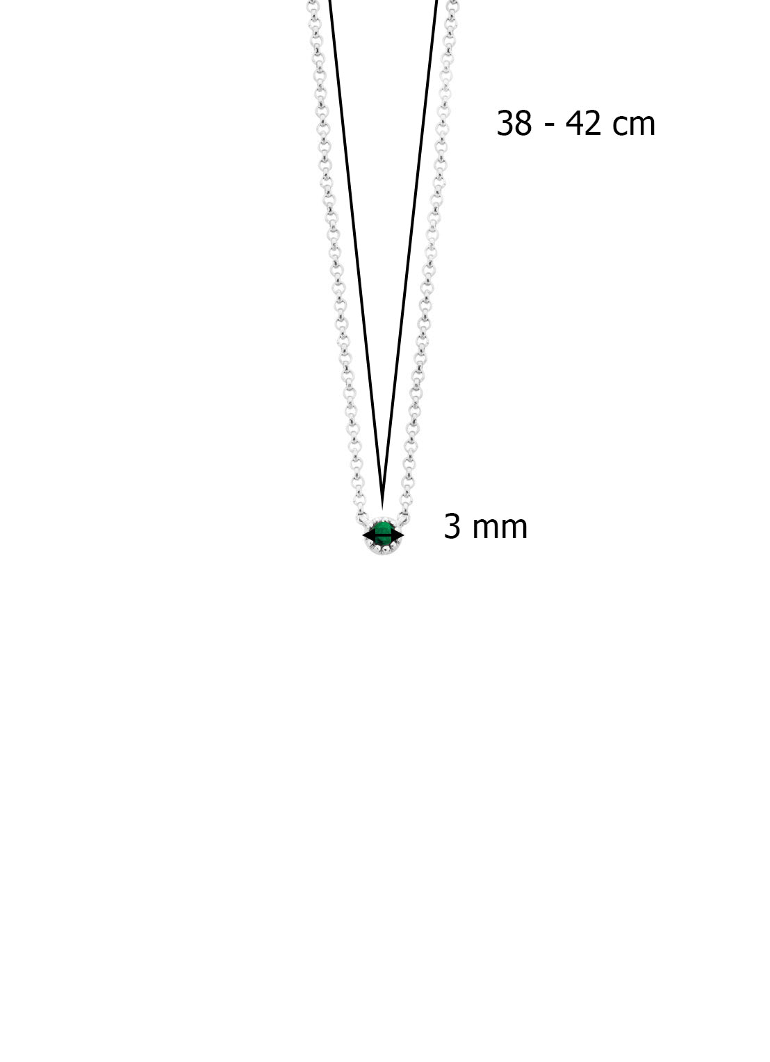 Witgouden Collier, 0.04 CT Smaragd, Joy