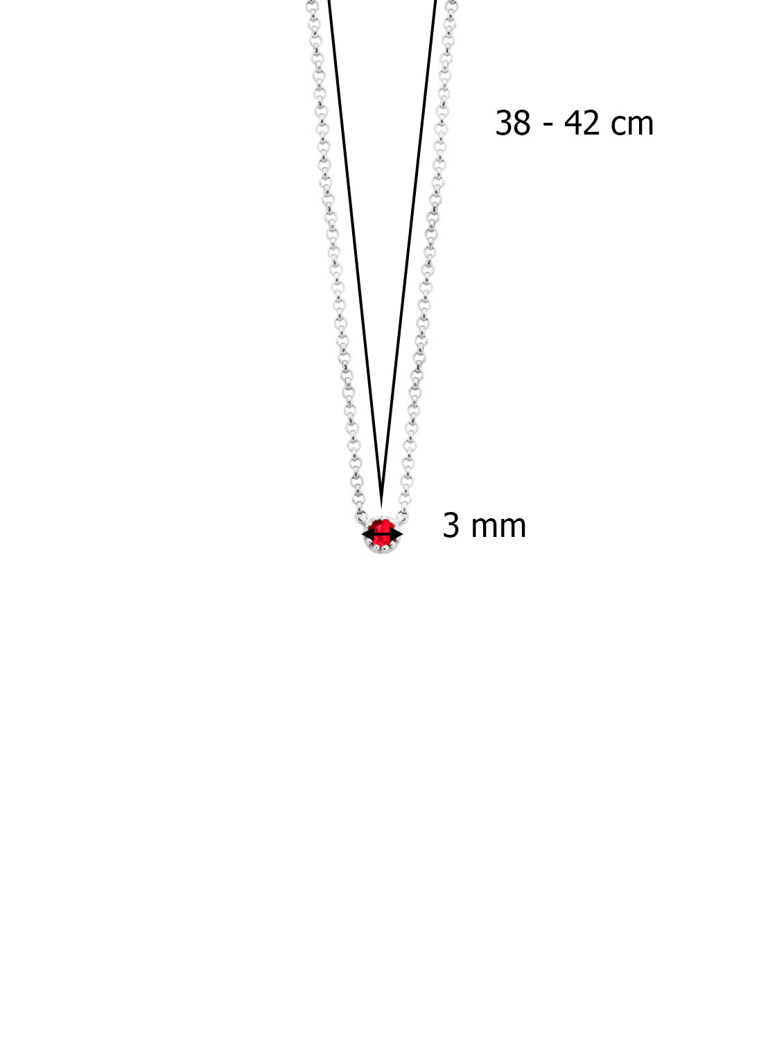 Witgouden collier, 0.05 ct robijn, Joy