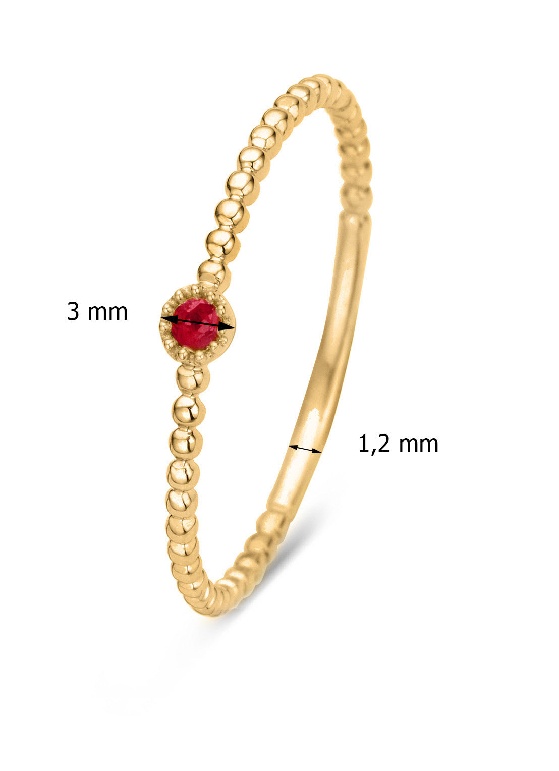 Yellow gold ring, 0.05 ct Robijn, Joy