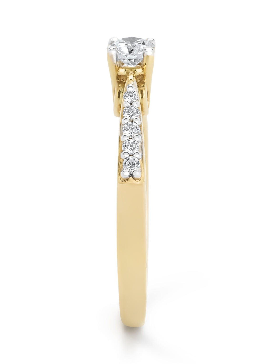 Yellow gold ring, 0.35 CT Diamant, Hearts & Arrows