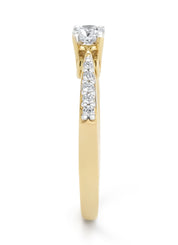 Yellow gold ring, 0.35 CT Diamant, Hearts & Arrows