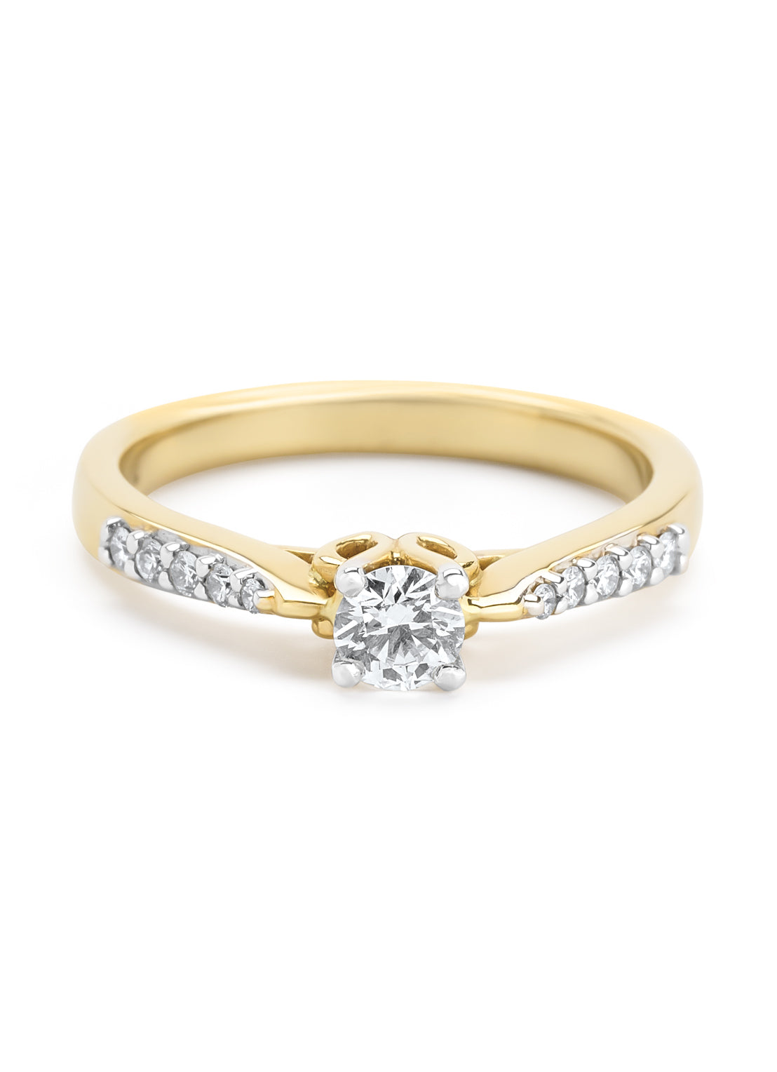 Geelgouden ring, 0.35 ct diamant, Hearts & Arrows