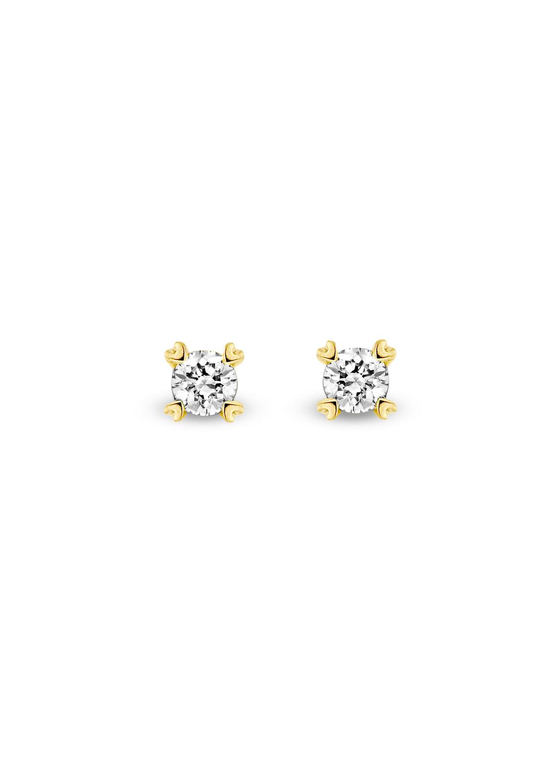 Yellow gold ear jewelry, 0.22 CT Diamond, Hearts & Arrows