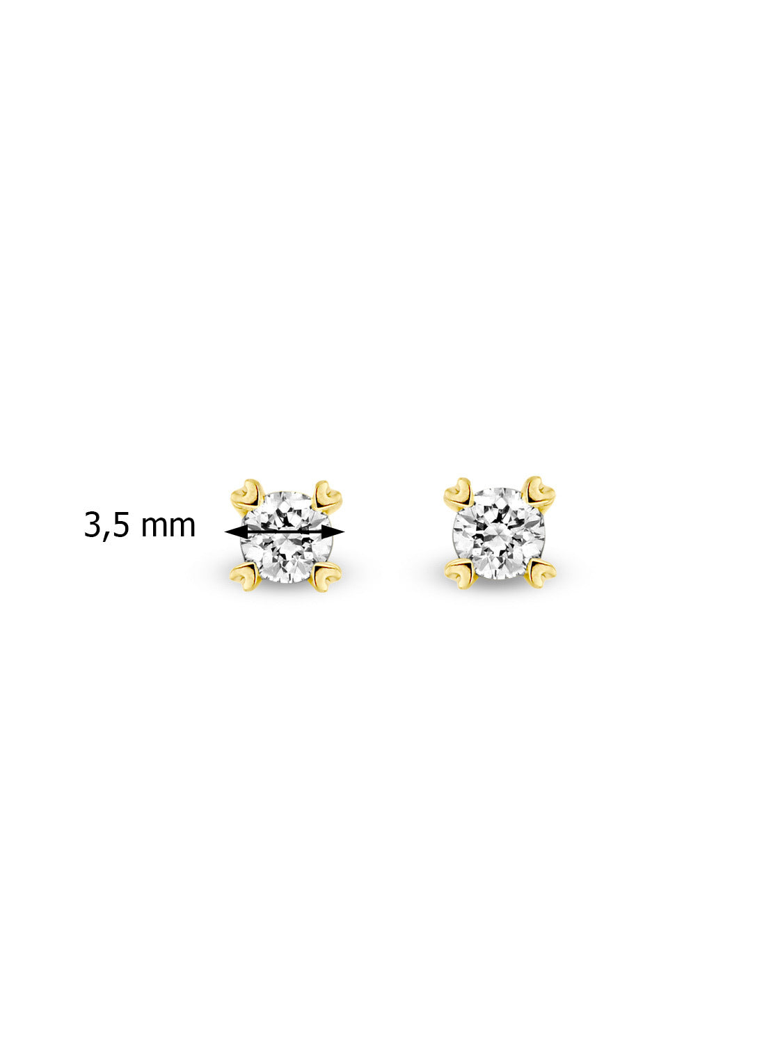Yellow gold ear jewelry, 0.22 CT Diamond, Hearts & Arrows