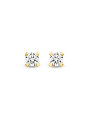 Yellow gold ear jewelry, 0.28 CT Diamond, Hearts & Arrows