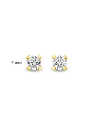 Yellow gold ear jewelry, 0.28 CT Diamond, Hearts & Arrows