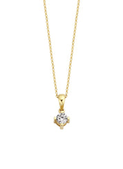 Yellow gold pendant, 0.16 CT Diamant, Hearts & Arrows