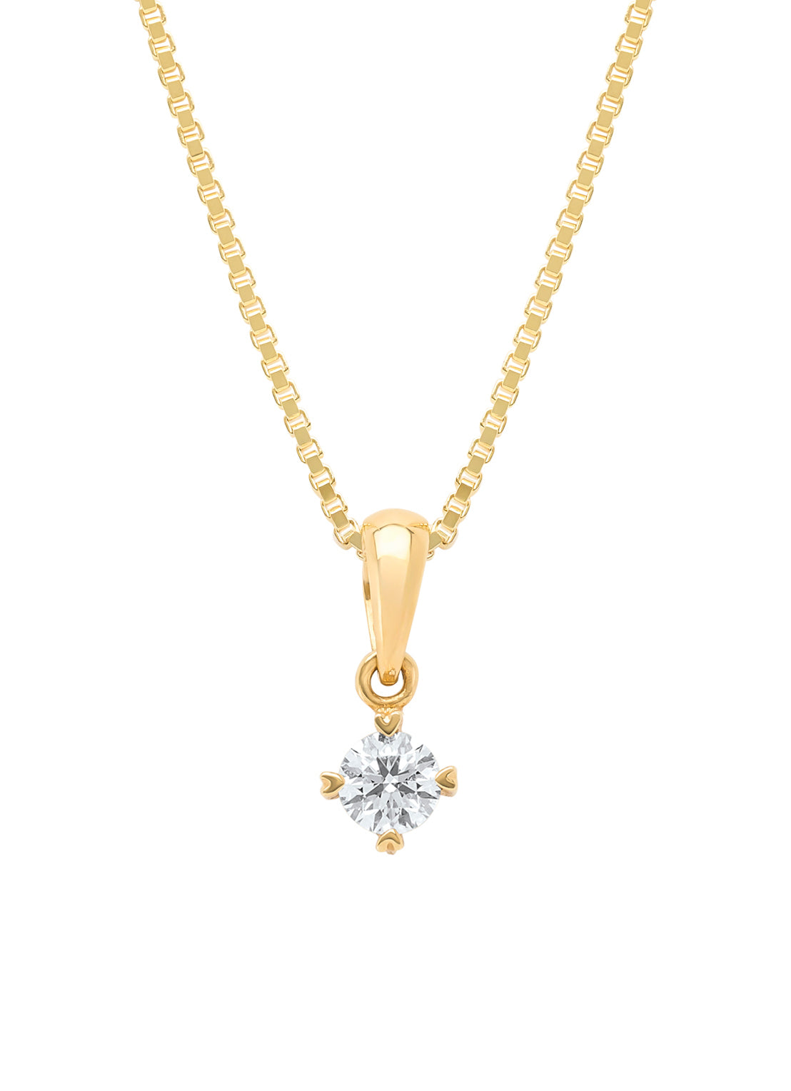 Geelgouden hanger, 0.16 ct diamant, Hearts & Arrows