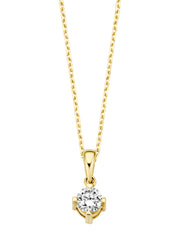 Yellow gold pendant, 0.25 ct diamond, Hearts & Arrows