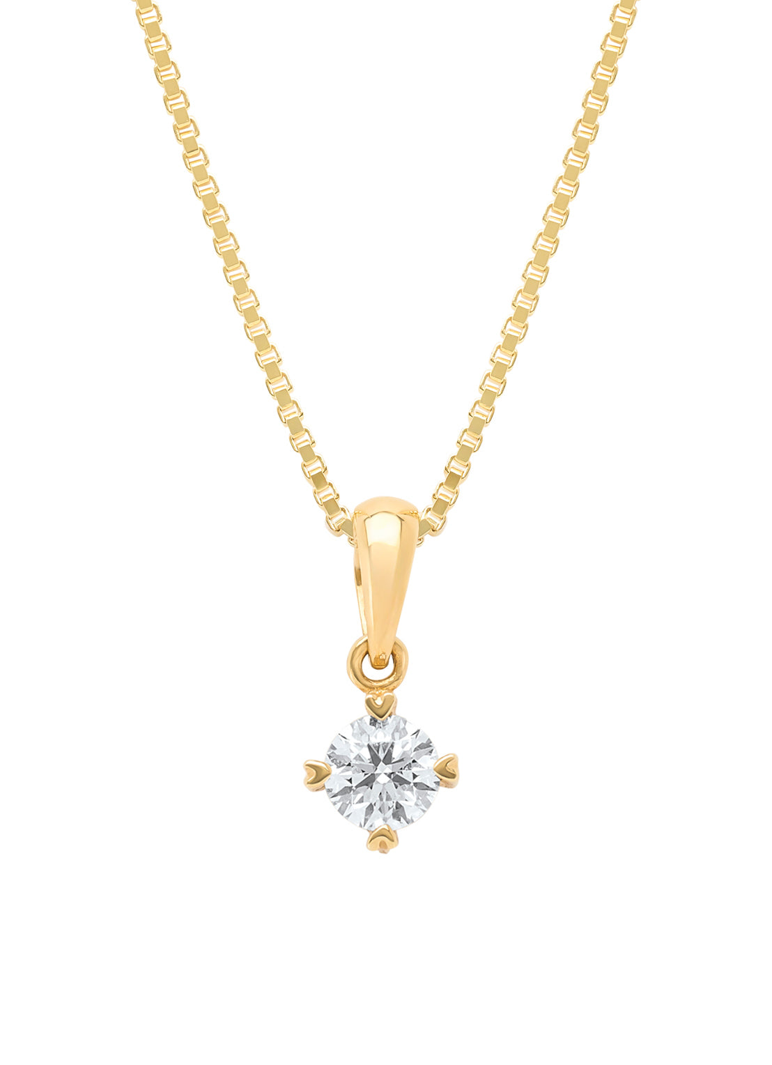 Yellow gold pendant, 0.25 ct diamond, Hearts & Arrows