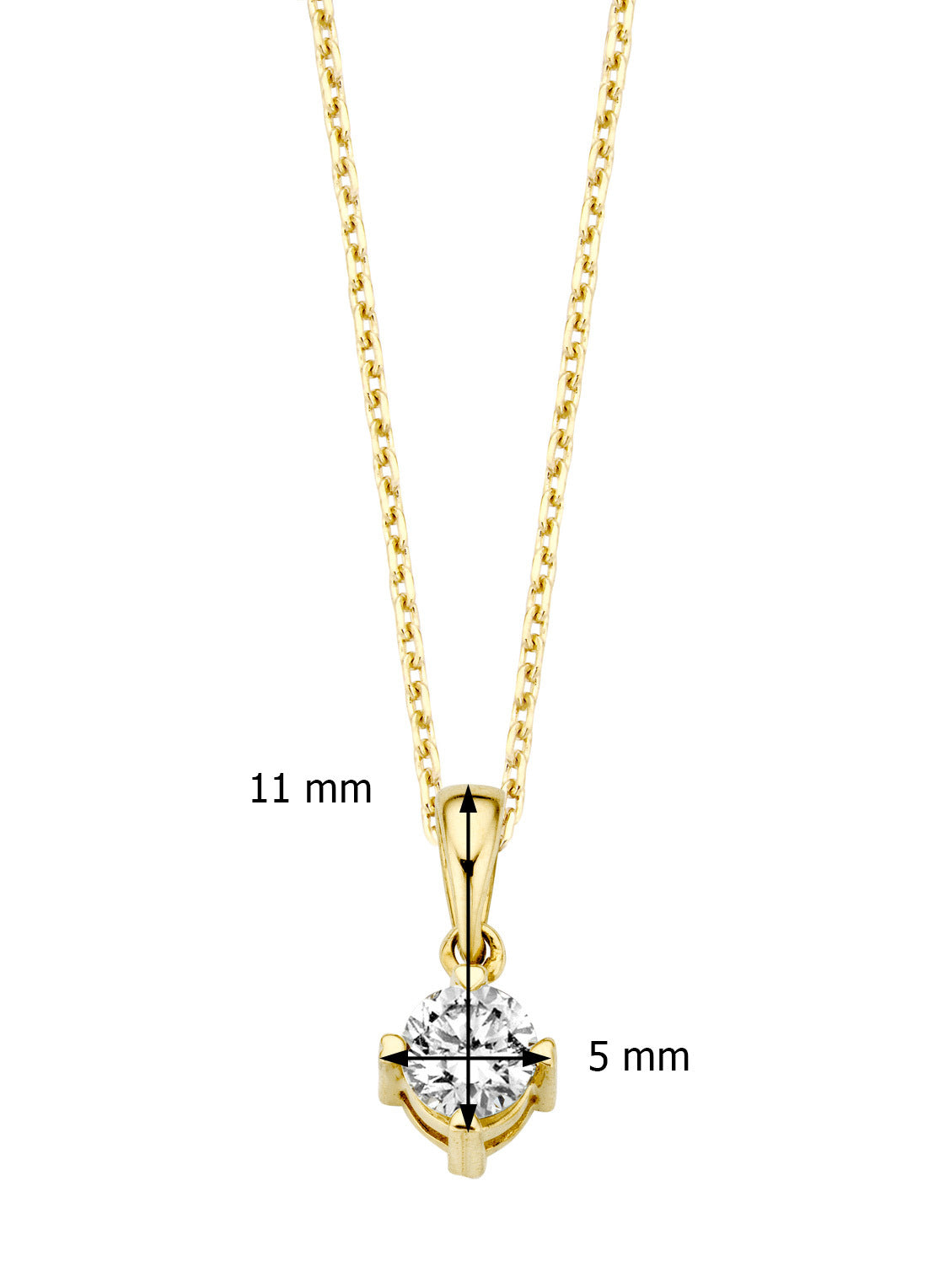 Yellow gold pendant, 0.25 ct diamond, Hearts & Arrows