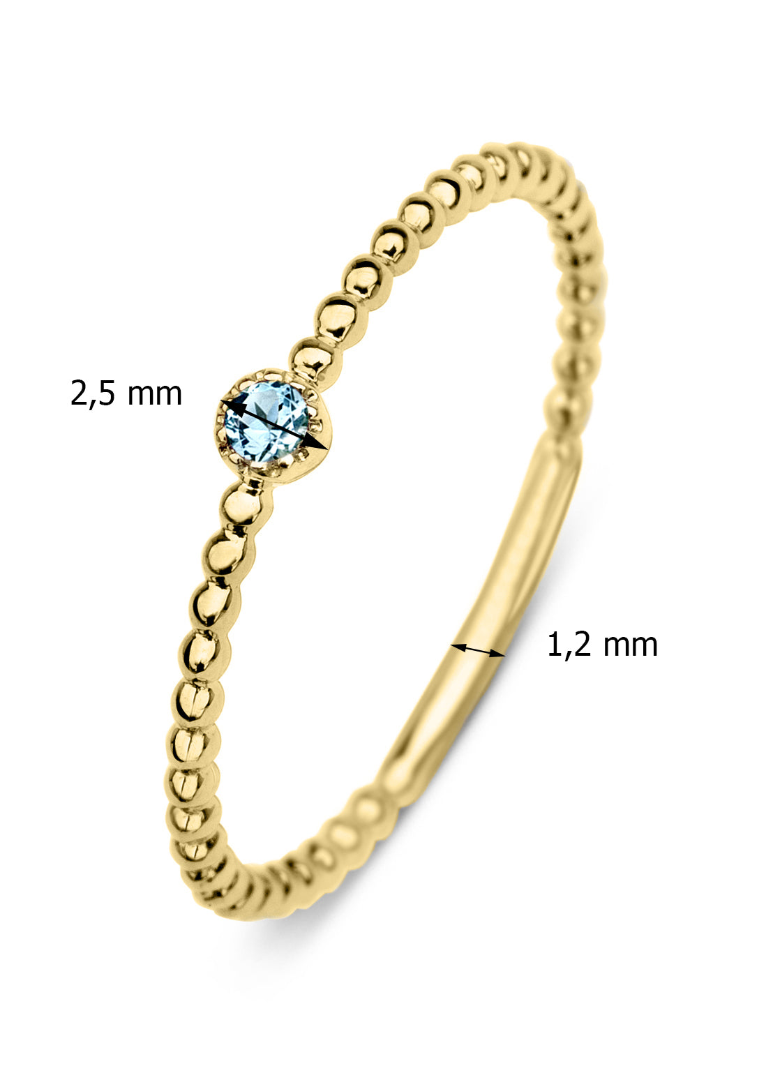 Yellow gold ring, 0.04 ct topaz, joy