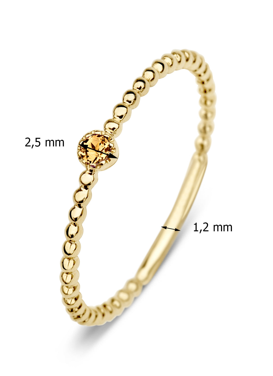 Yellow gold ring, 0.04 ct citrien, joy