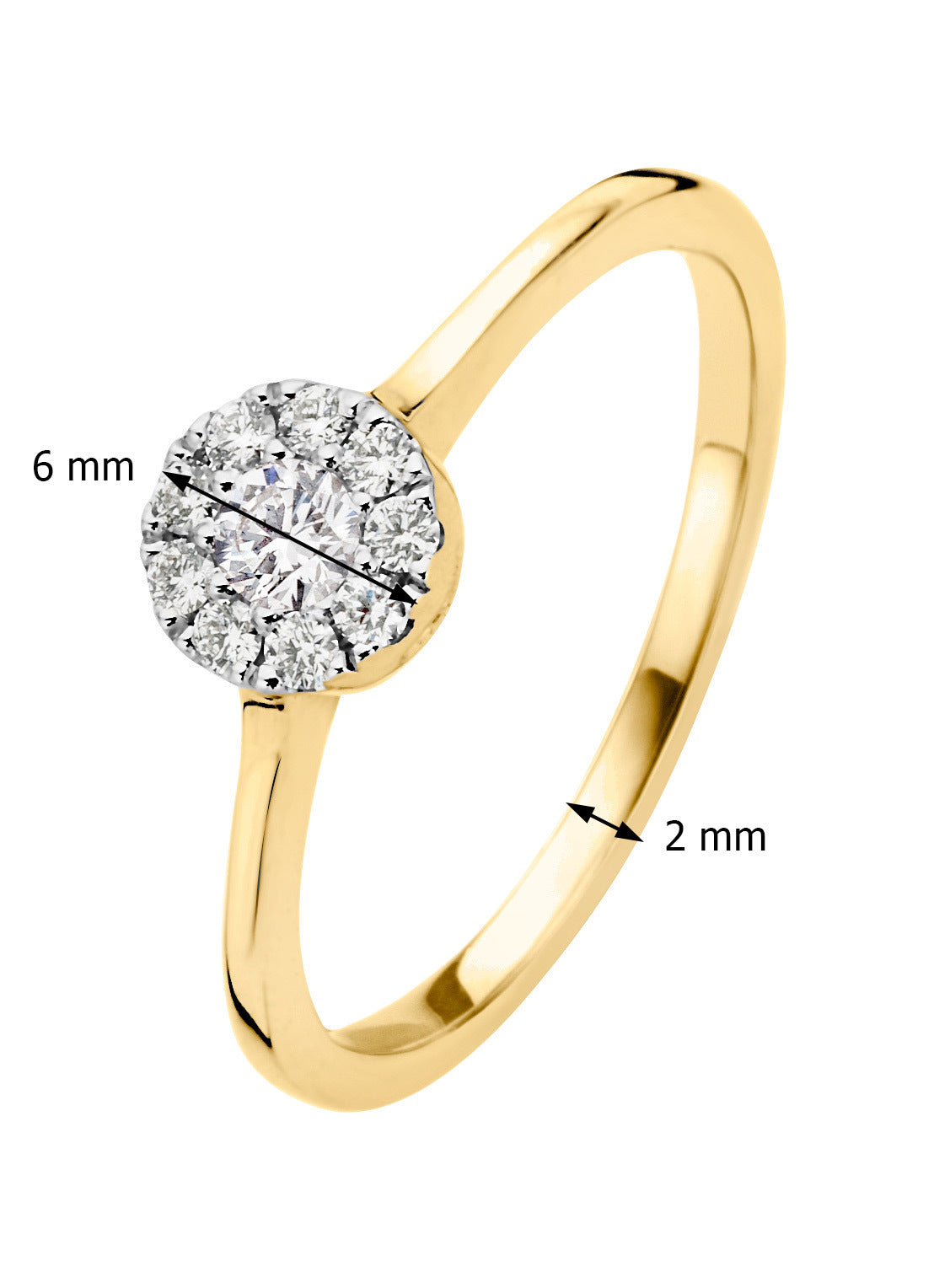 Gouden ring, 0.20 ct diamant, Hearts & Arrows
