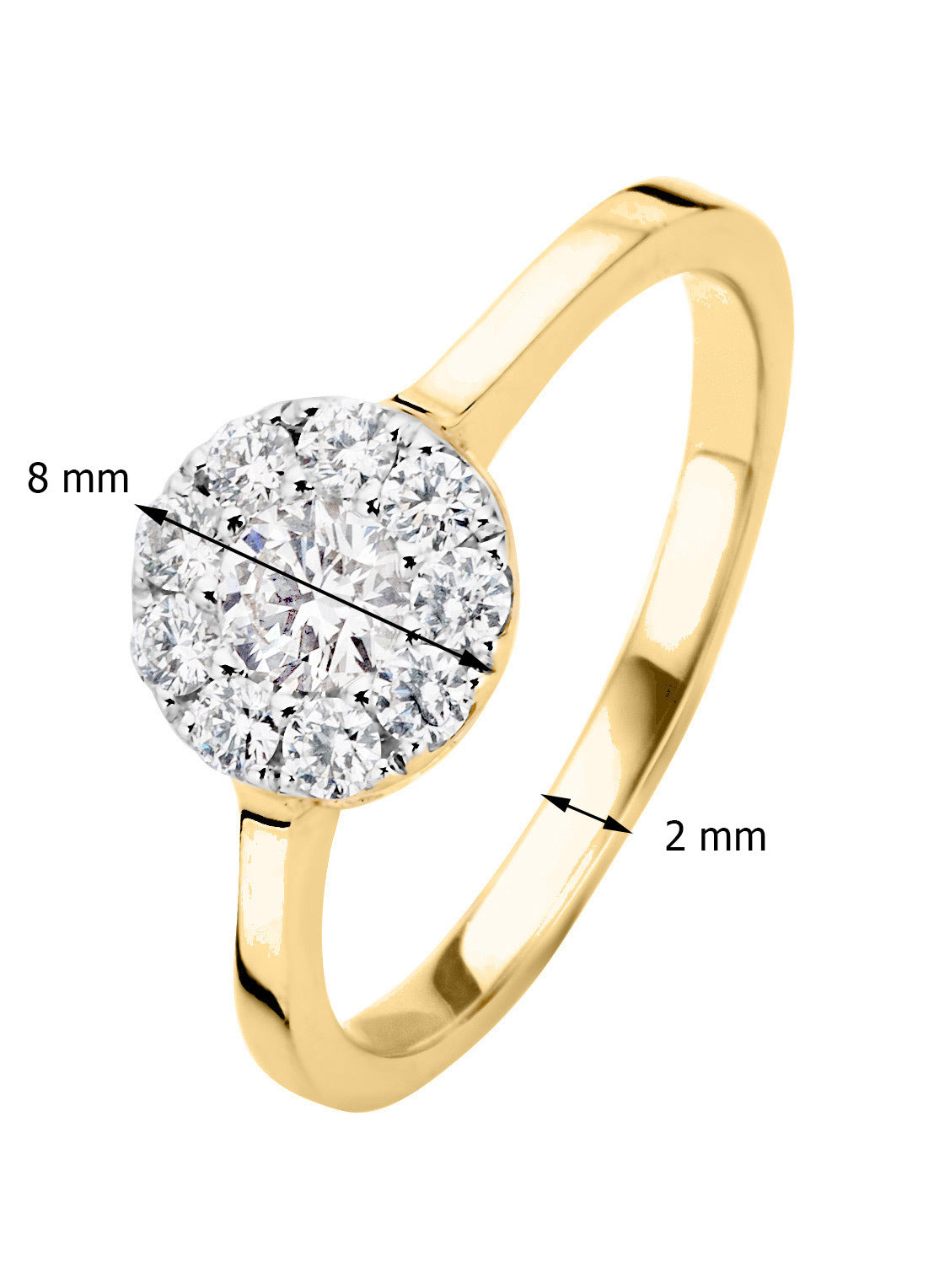 Golden Ring, 0.42 CT Diamant, Hearts & Arrows