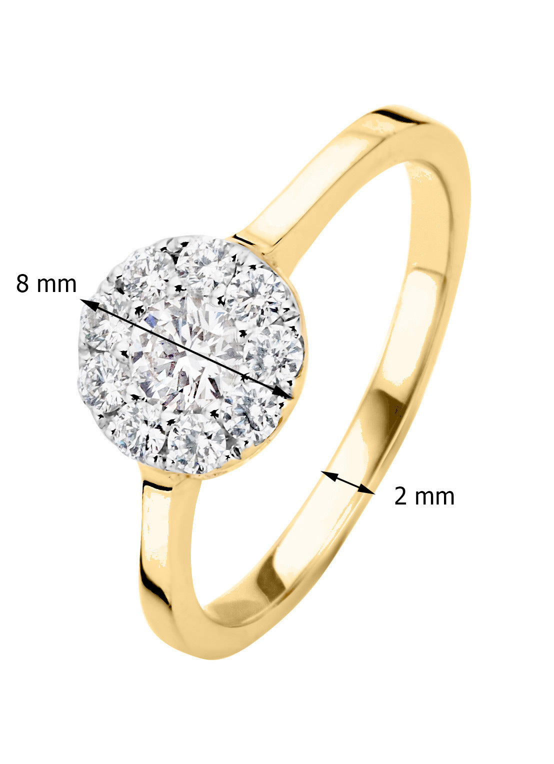 Gouden ring, 0.42 ct diamant, Hearts & Arrows