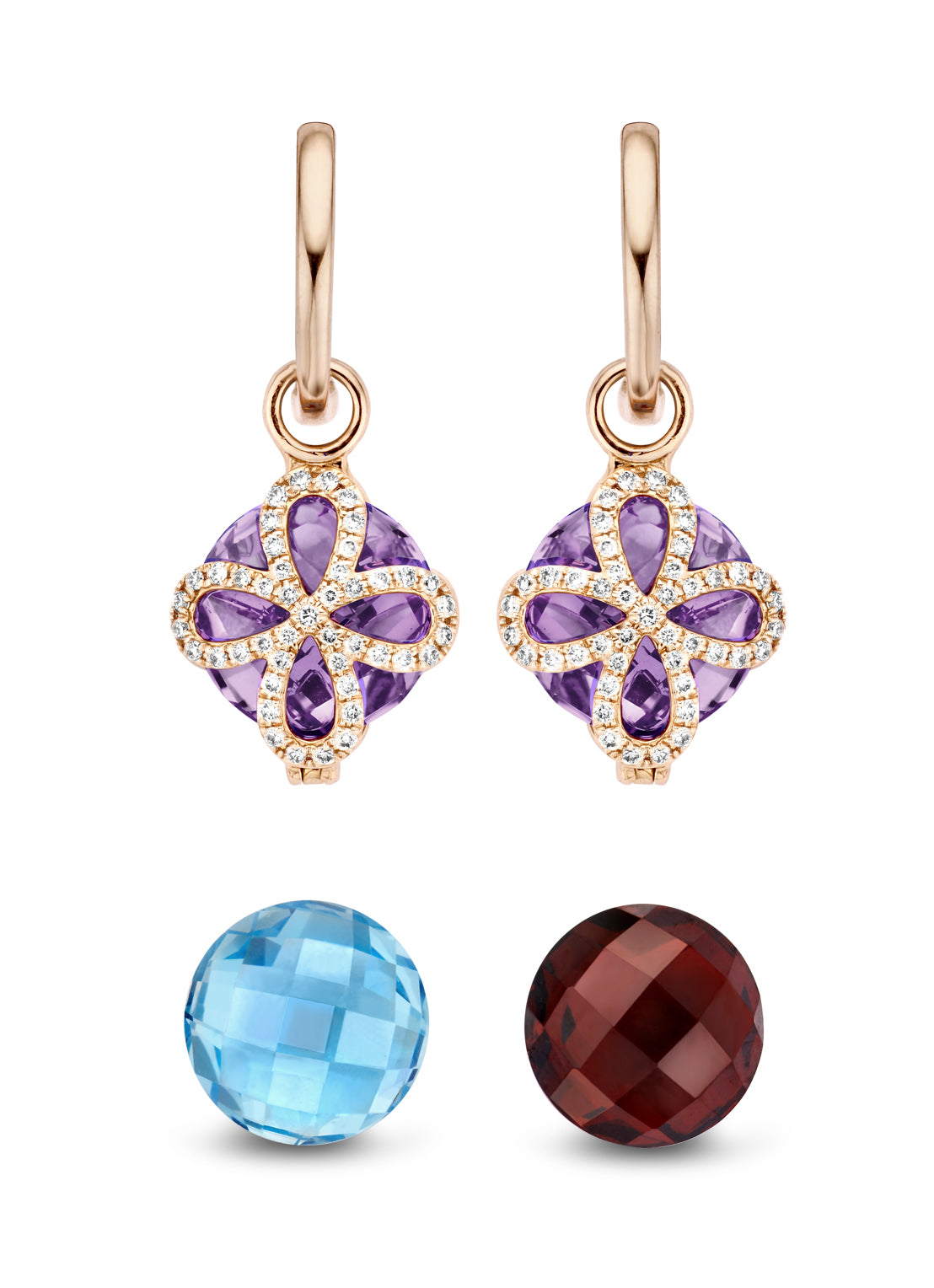 Roségouden Evens jewelry, 11.70 ct grenade, variety