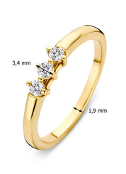 Geelgouden ring, 0.15 ct diamant, Hearts & Arrows