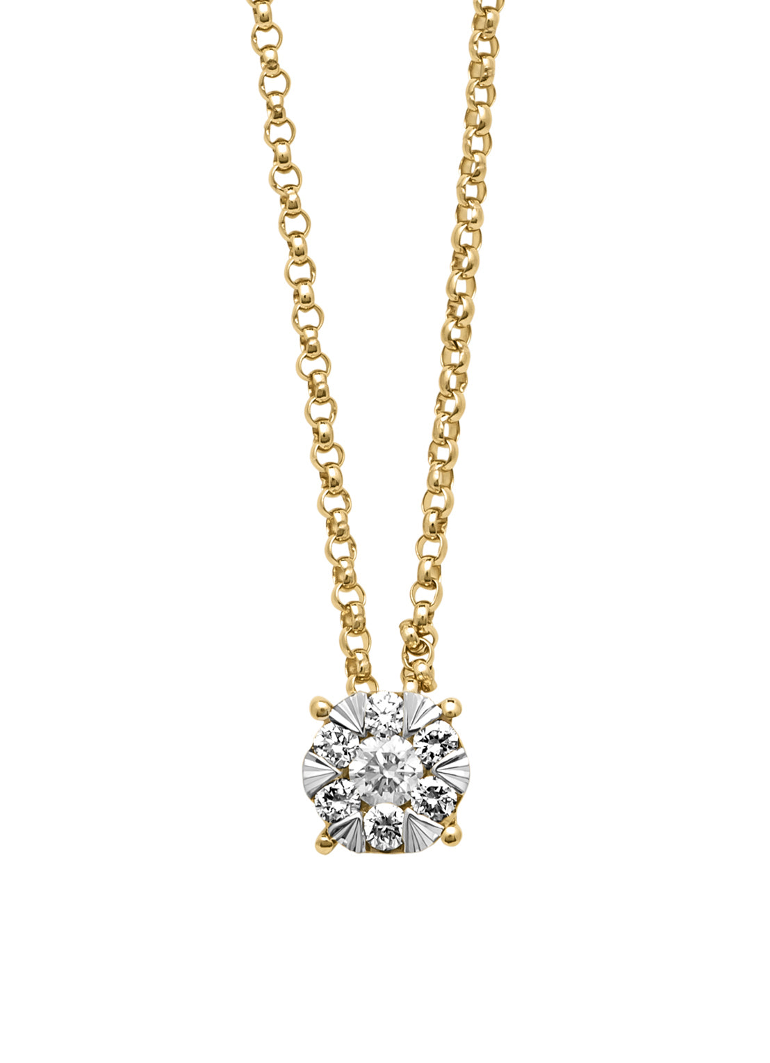 Golden pendant with necklace, 0.14 CT Diamond, Enchanted
