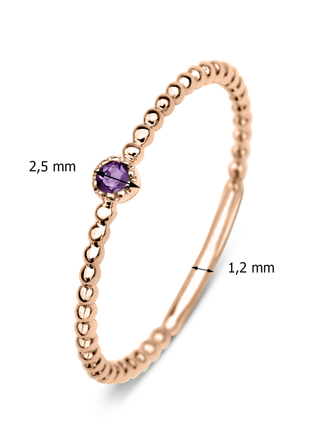 Roségouden Ring, 0.04 CT Purple Amethist, Joy