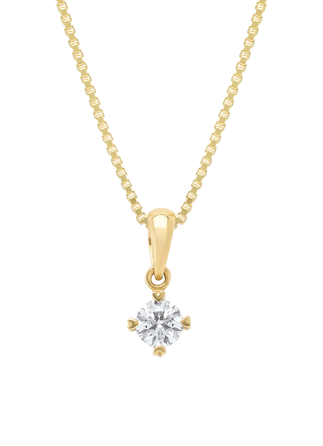 Yellow gold pendant, 0.20 ct diamond, Hearts & Arrows