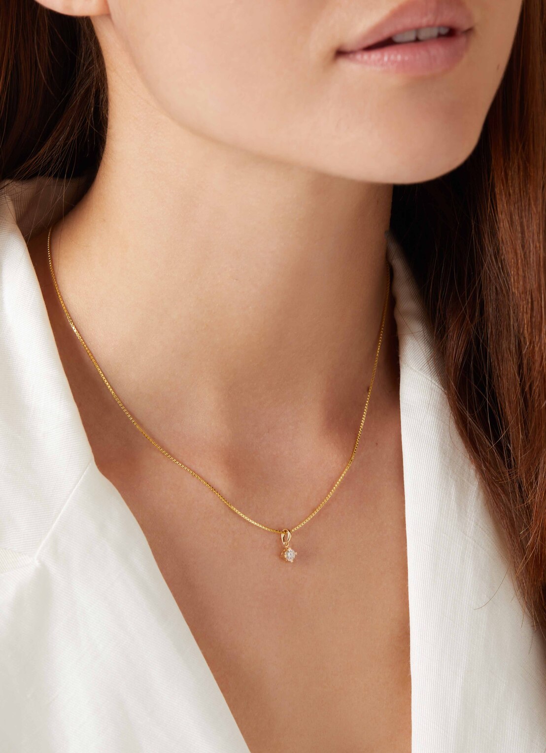 Geelgouden hanger, 0.20 ct diamant, Hearts & Arrows