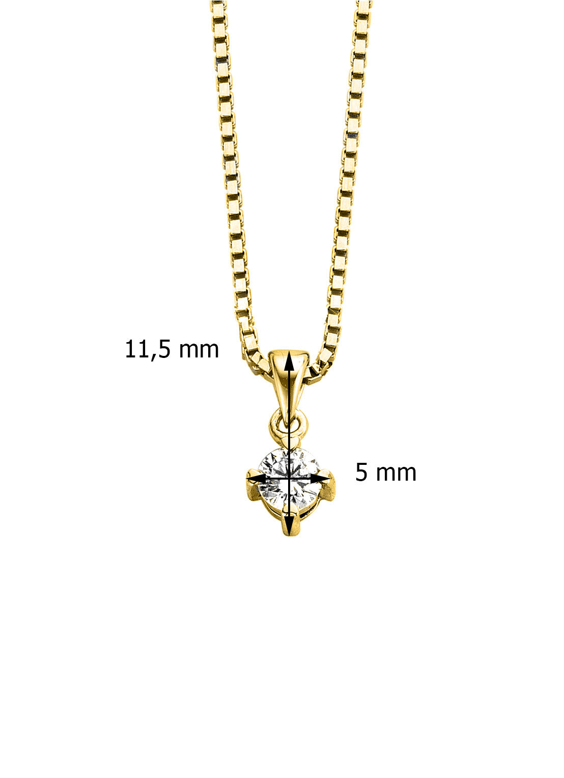 Yellow gold pendant, 0.20 ct diamond, Hearts & Arrows