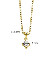 Yellow gold pendant, 0.20 ct diamond, Hearts & Arrows