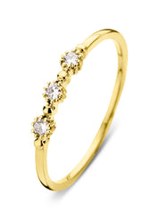 Yellow gold ring, 0.10 ct diamond, joy