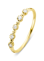 Yellow gold ring, 0.17 ct diamond, joy
