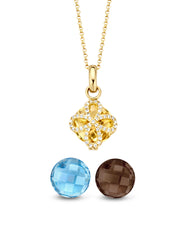Yellow gold pendant with necklace, 5.35 ct topaz, variety