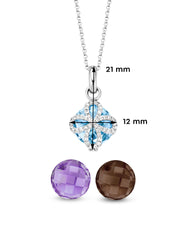 White gold pendant with necklace, 5.35 ct topaz, variety