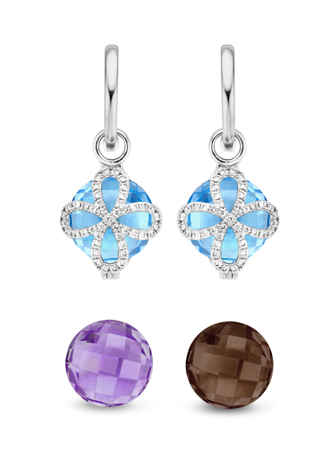 Witgouden oorsieraden, 10.70 ct topaas, Varié