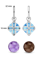 White gold ear jewelry, 10.70 ct topaz, variety