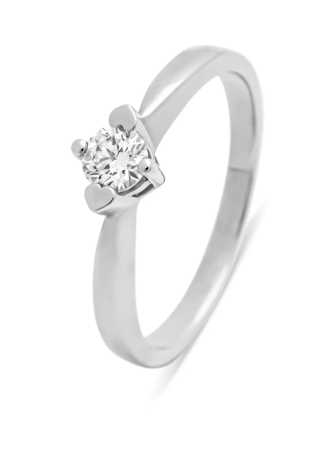 Witgouden ring, 0.23 ct diamant, Hearts & Arrows