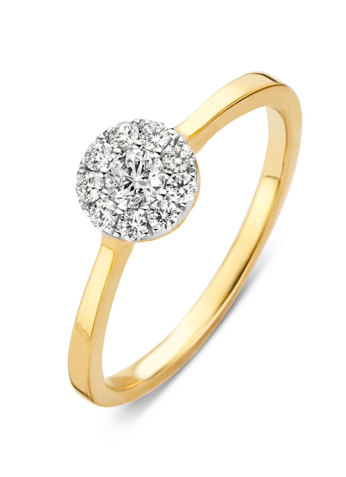 Gouden ring, 0.30 ct diamant, Hearts & Arrows