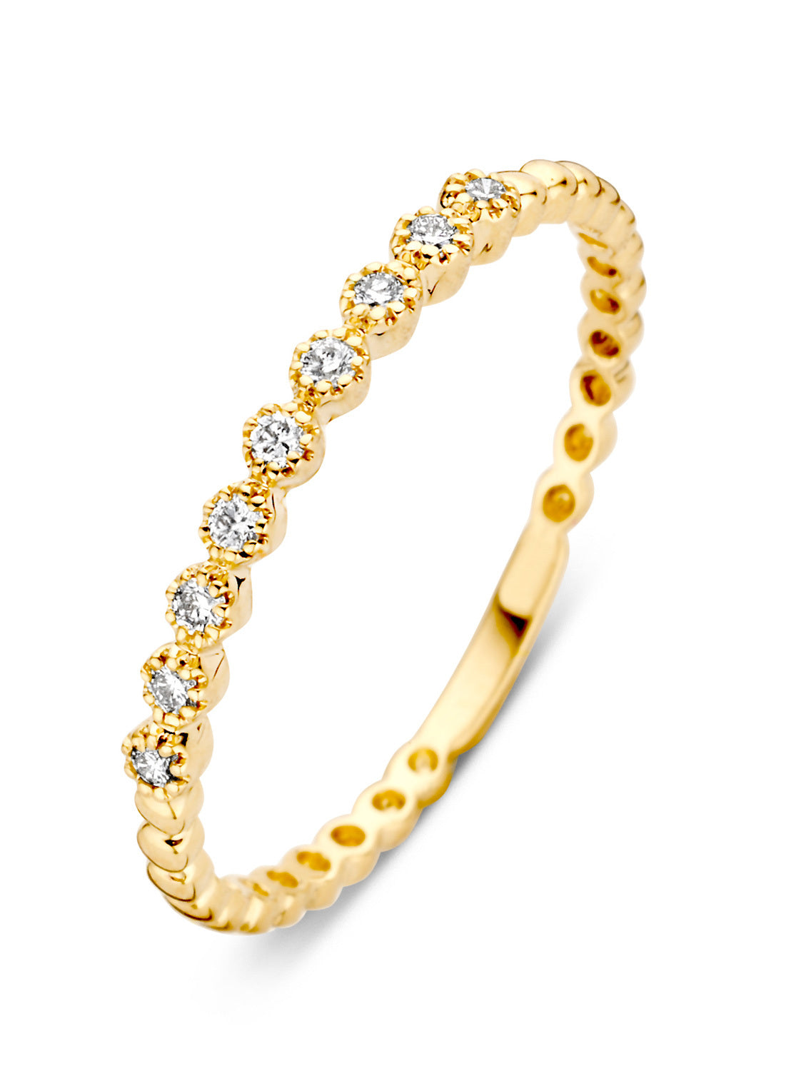 Yellow gold ring, 0.09 ct diamond, joy